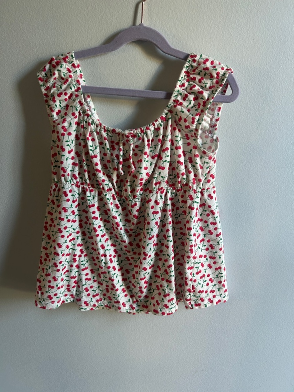 Old Navy White Cherry-Print Short Sleeve Top